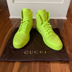 Gucci Coda Neon yellow high top sneakers